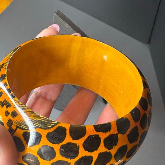 Chunky Leopard Bangle Bracelet Statement Leopard Bracelet Cheetah Face 8" - Picture 3 of 4